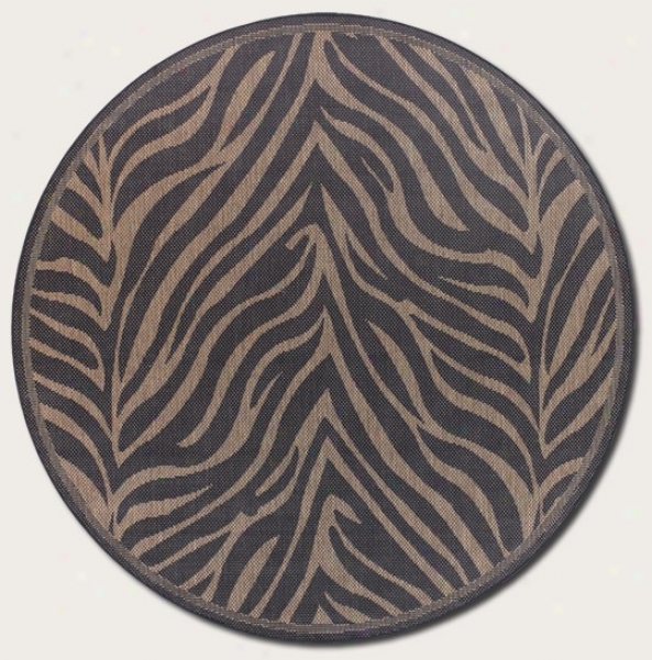 7'6&quot Round Area Rug Zebra Pattern In Black And Cocoa