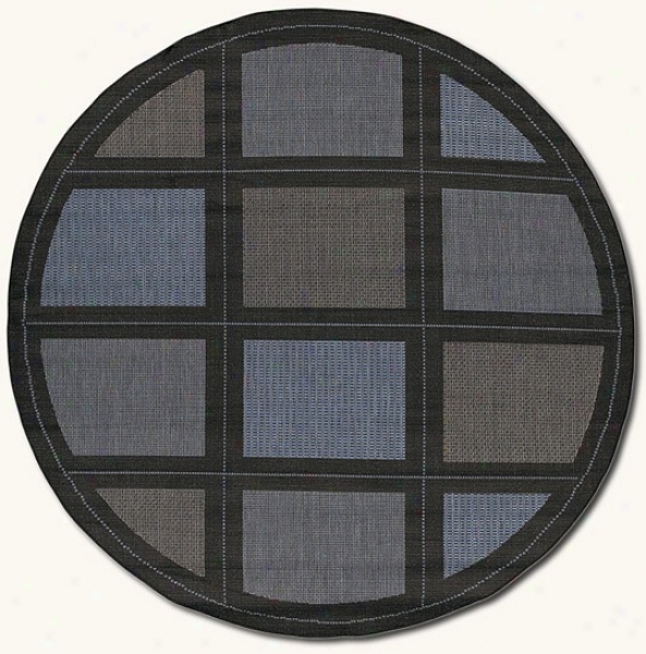 7'6&quot Round Summit Blue Black Indoor/outdoor Area Rug