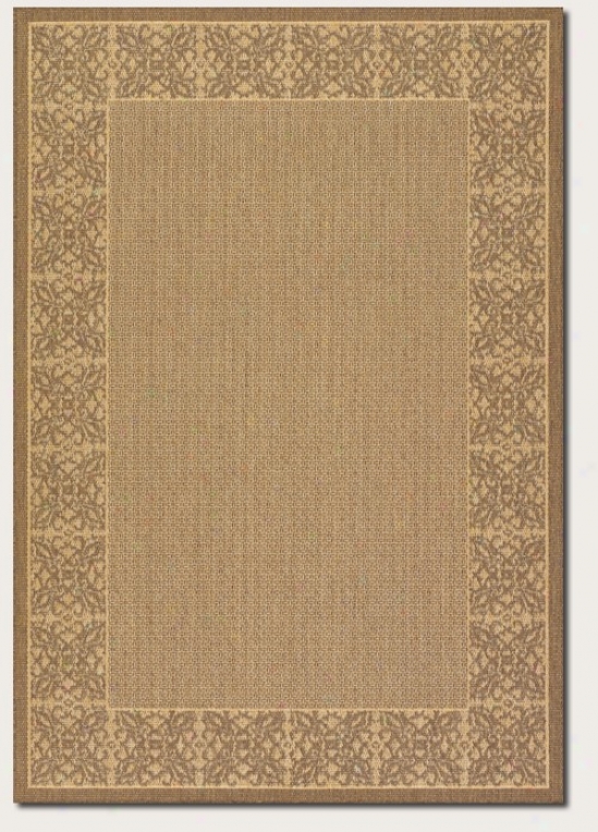 7'6&quot Square Area Rug Floral Pattern Border In Natural And Cocoa