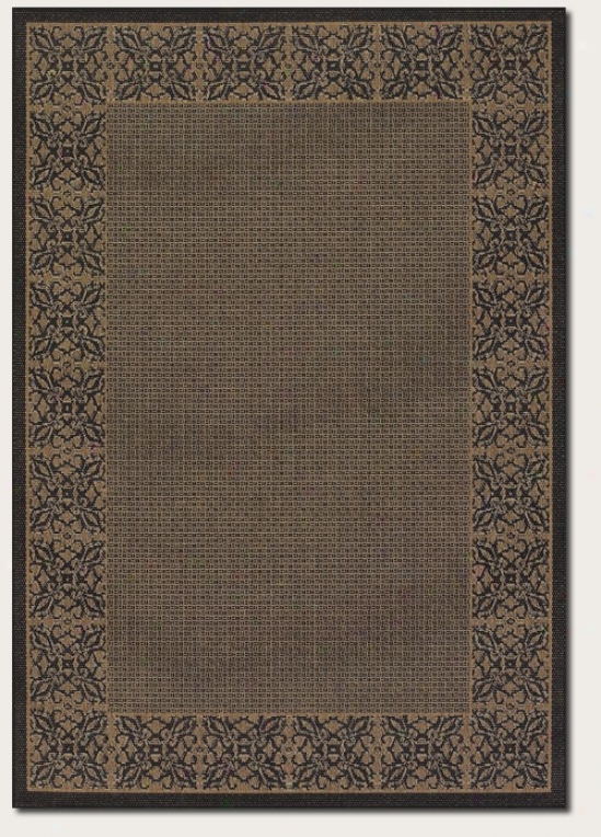 7'6&quot Square Area Rug Floral Pattern Border In Cocoa And Blacm