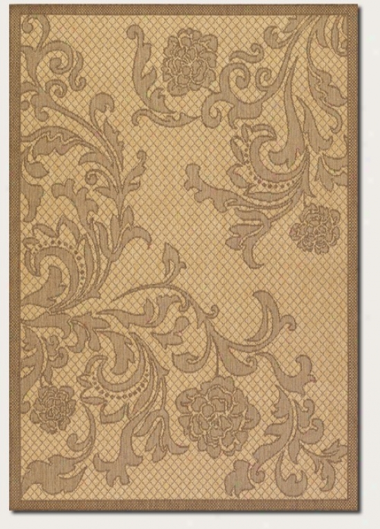 7'6&quot Square Area Rug Tapestry Pattern In Natural And Cocoa