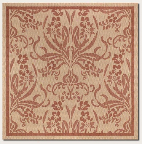 7'6&quot Square Area Rug Tapestry Pattern In Terra-cotta Ajd Natural