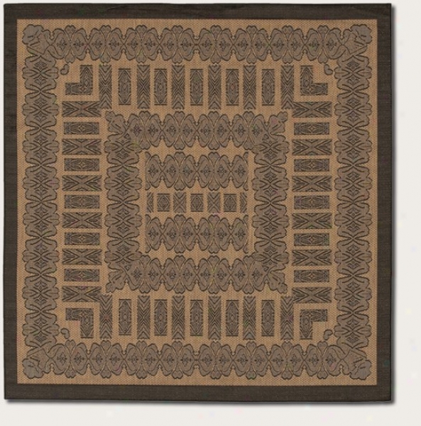 7'6&quot Square Area Rug Transitional Style In Cocoa And Black Color