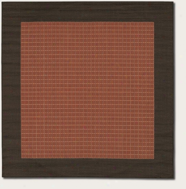 7'6&quot Square Area Rug With Black Border In Terra-cotta Color