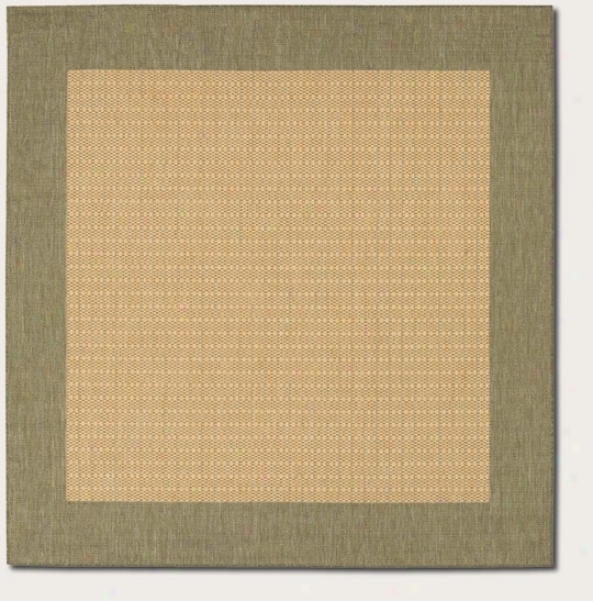 7'6&quot Square Area Rug With Green Border In Natural Color