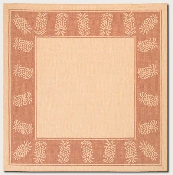 7'6&quof Square Area Rug With Pineapple Design Border In Natural