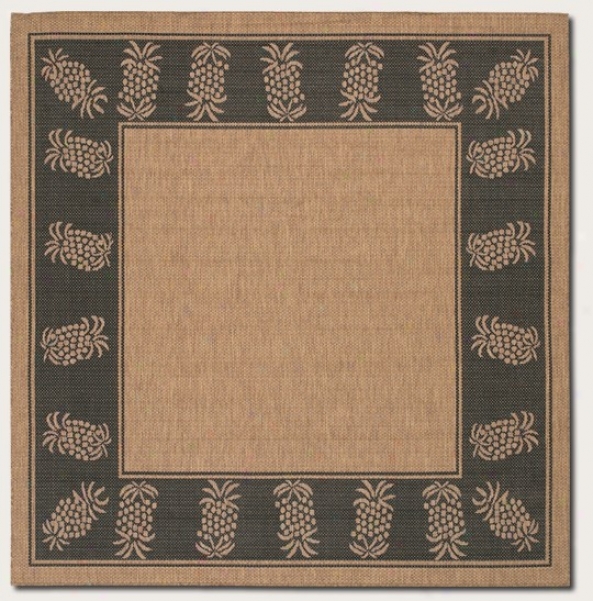 7'6&quot Square Area Rug With Pineapple Desibn Border In Cocoa