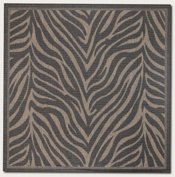 7'6&quot Square Area Rug Zebra Pattern In Black And Cocoa