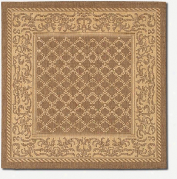 7'6&quot Square Garden Lattice Cocoa Natural Indoor/uotdoor Area Rug