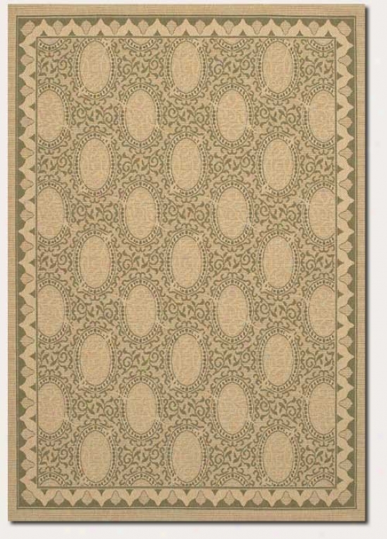 7'6&quot X 10'9&quot Area Rug Classic Oval Pattern In Cream And Green