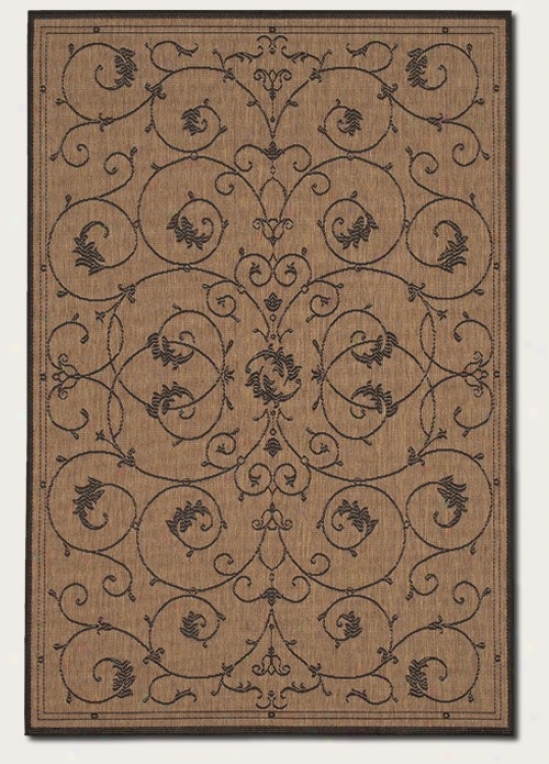 7'6&quot X 10'9&quot Area Rug Scroll Floral Design In Cocoa