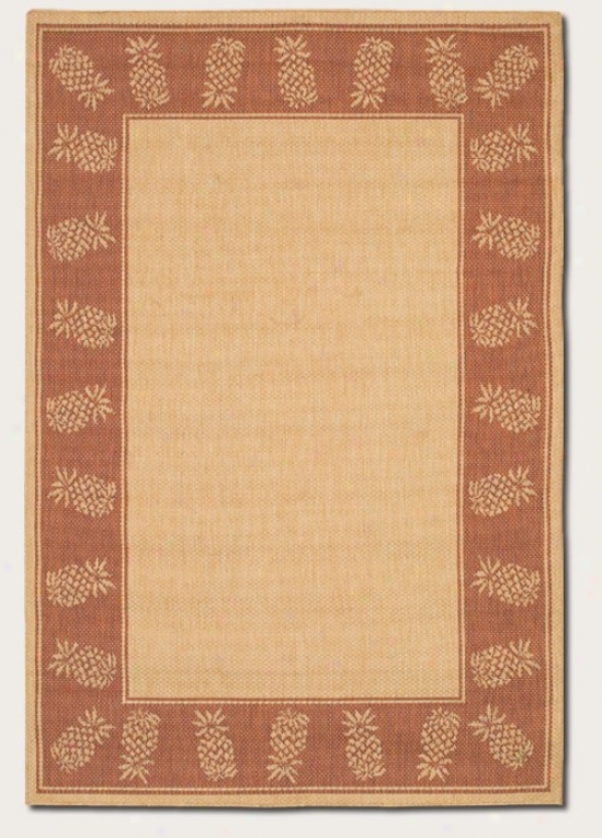 7'6&quot X 10'9&quot Area Rug With Pineapple Design Border In Natural