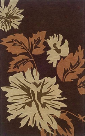 8' X 10' Area Rug Autumn Leaves In Chocolate And Pumpkin