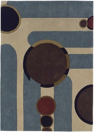 8' X 10' Area Rug Circles Pattern In Beige And Blue