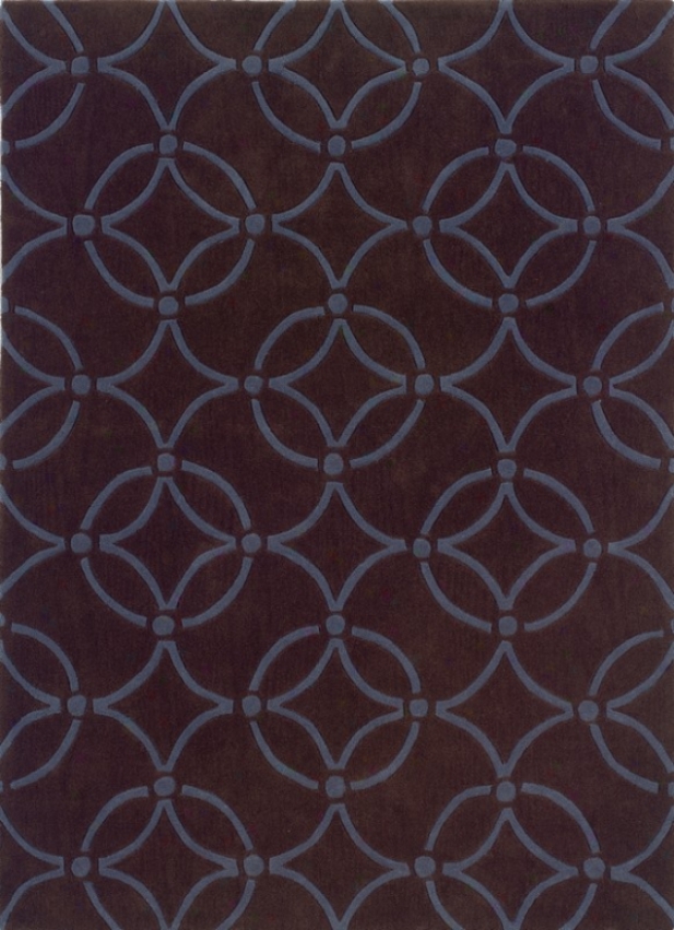 8' X 10' Area Rug Circles Pattern In Chocolate And Blue