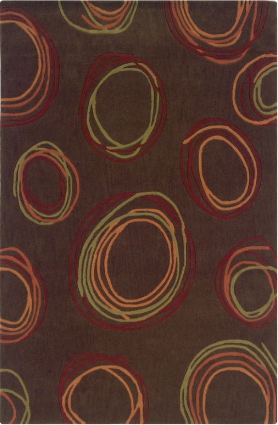 8' X 10' Area Rug Circles Pattern In Chocolate And Rust