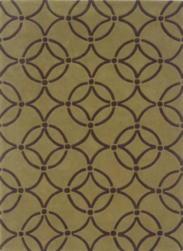 8' X 10' Area Rug Circles Pattern In Wasabi And Chocolate