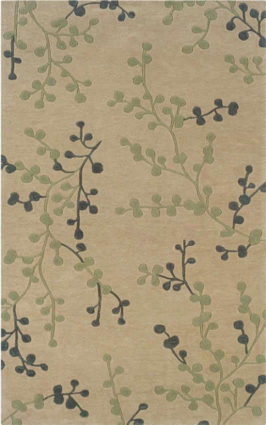 8' X 10' Area Rug Plants Specimen In Beige And Pale Blus