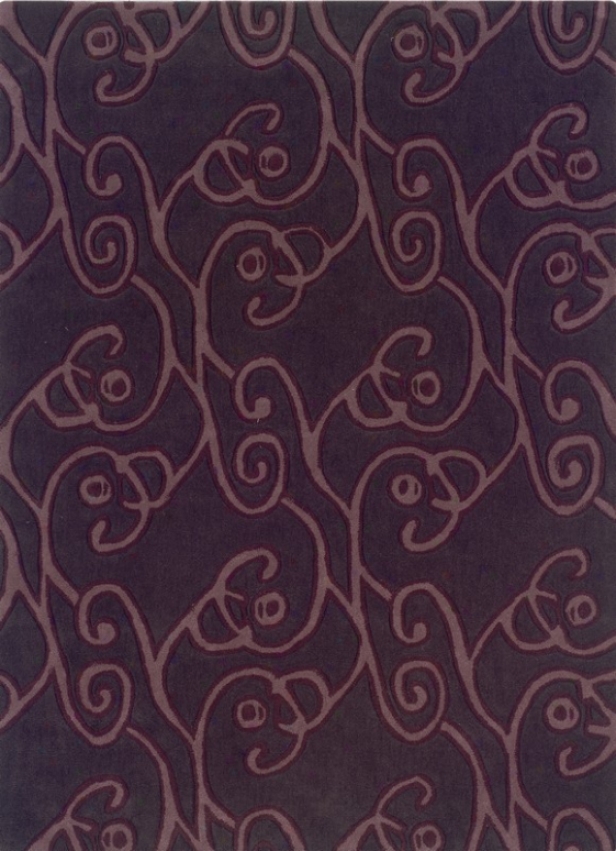 8' X 10' Area Rug Scroll Pattern In Chocolate And Violet