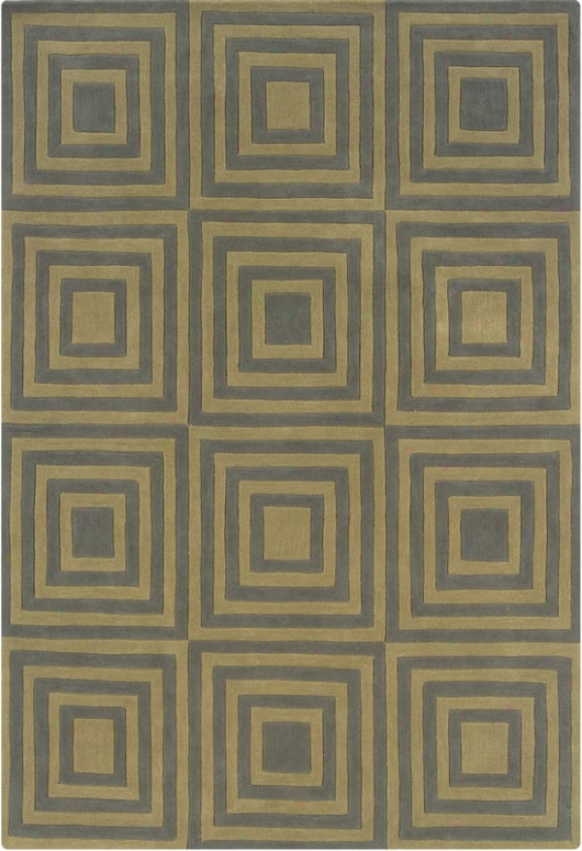 8' X 10' Area Rug Square Pattern In Smoke And Wasabi