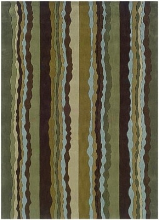 8' X 10' Area Rug Striped Design In Green And Spa Blue