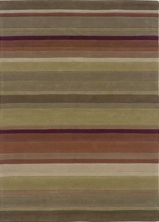 8' X 10' Area Rug Striped Pattern In Green And Rust