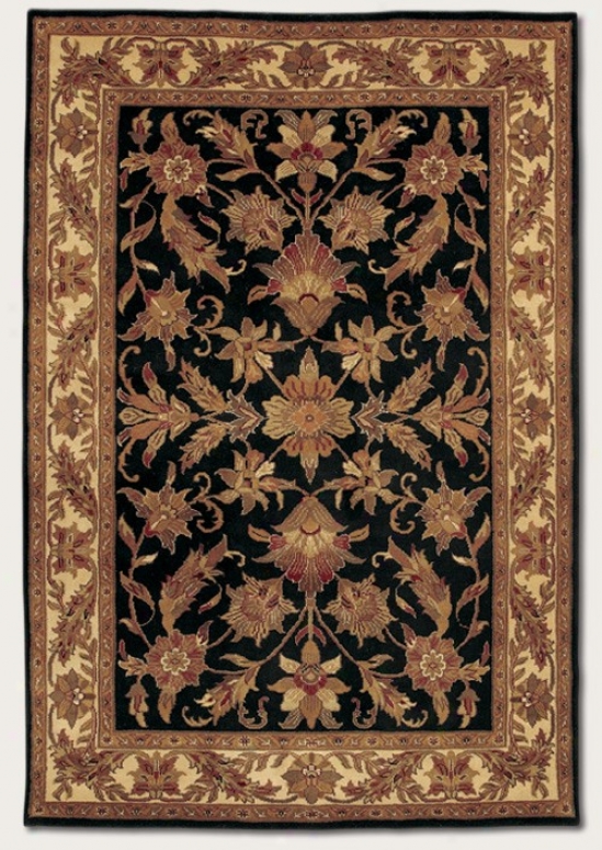 8' X 11' Area Rug Antique Persian Design In Black