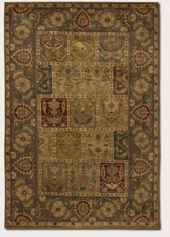 8' X 11' Area Rug Antique Persian Design In Green