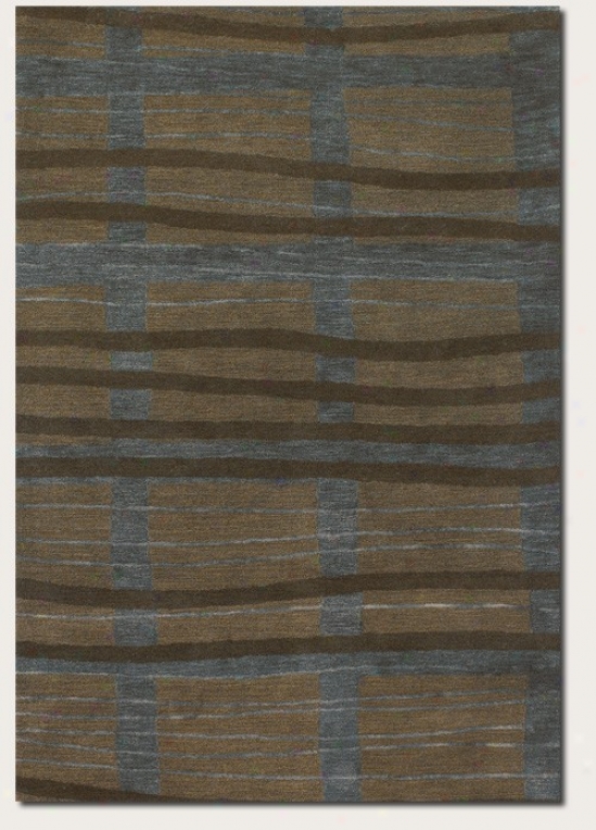 8' X 11' Area Rug Curve Lines Print In Blue And Brown Color