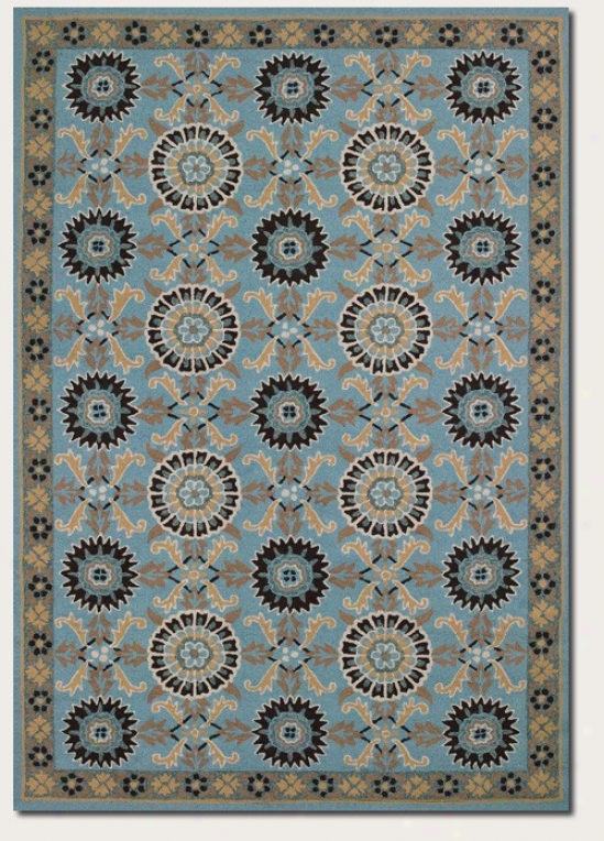 8' X 11' Area Rug Geometric Pattern In Aqha Blue