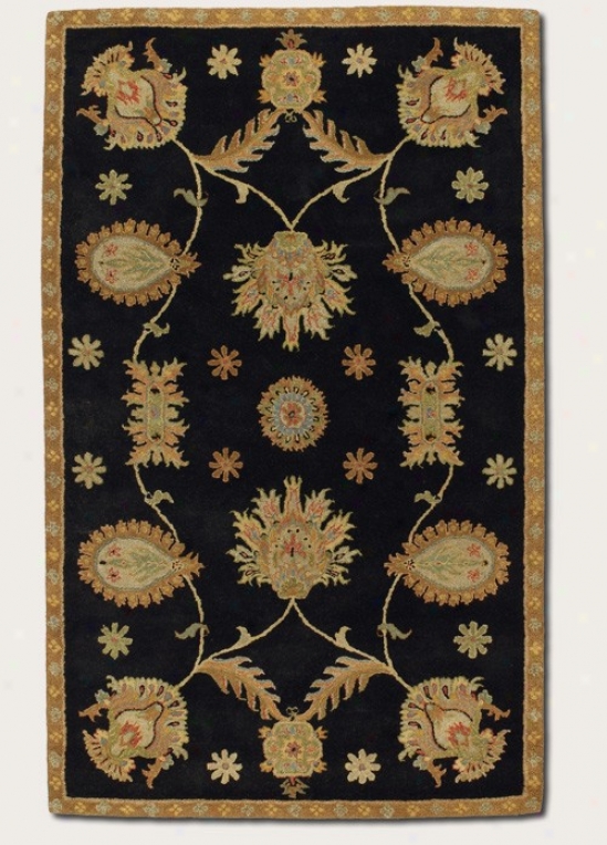 8' X 11' Area Rug Hand-crafted Large Persian Pattern In Black