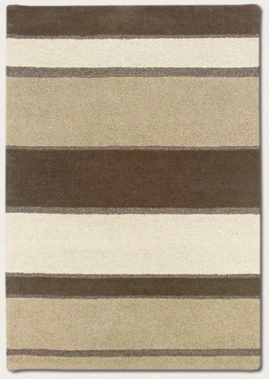 8' X 11' Area Rug Hand Crafted Striped Design In Linen Beige