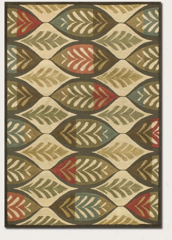 8' X 11' Area Rug Large Leaf Print In Ivory And Sage