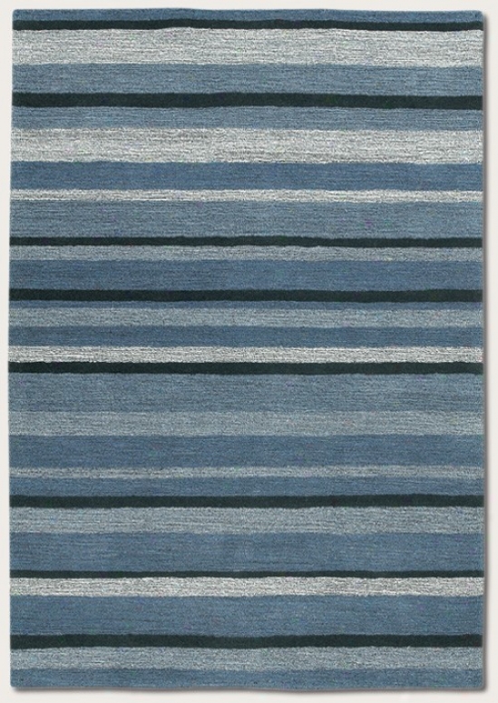 8' X 11' Region Rug Striped Design In Dust Blue