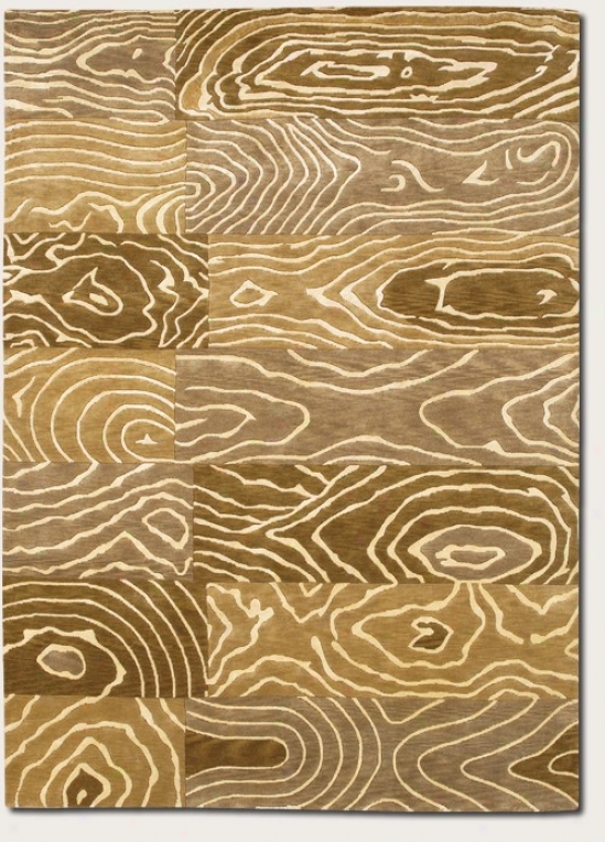 8' X 11' Area Rug Wood Grain Design In Gold And Beige Color