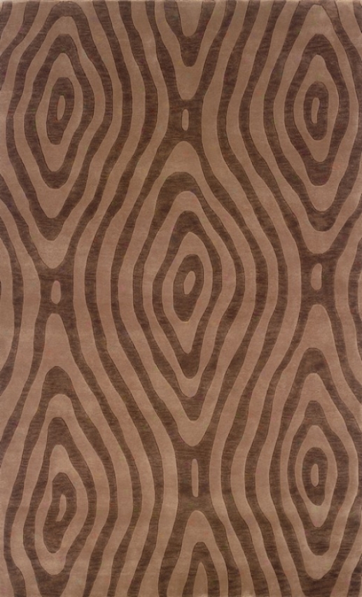 8' X 11' Area Rug Wood Grain Pattern In Beige And Chocolate