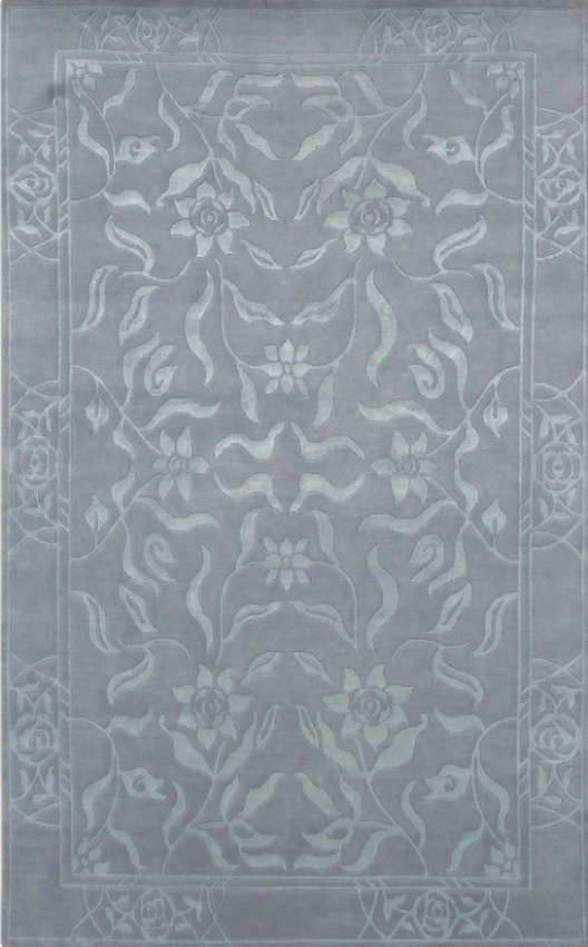 8' X 11' Hand Knottd Area Rug Flowers Pattern In Pale Blue