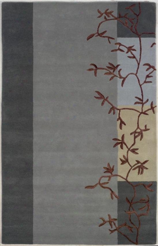 8' X 11' Hand Tufted Area Rug Brown Branches In Grey Blue