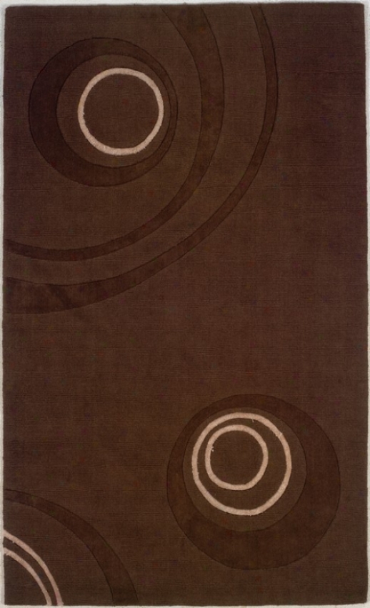 8' X 11' Hand Tufted Area Rug Circles Pwttern In Chocolate