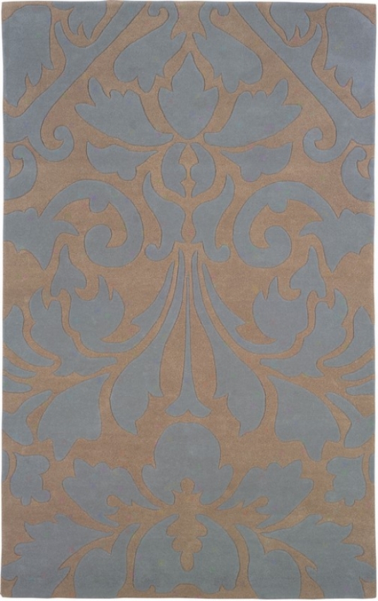 8' X 11' Hand Tufted Area Rug Transitional Damask In Ice Blue