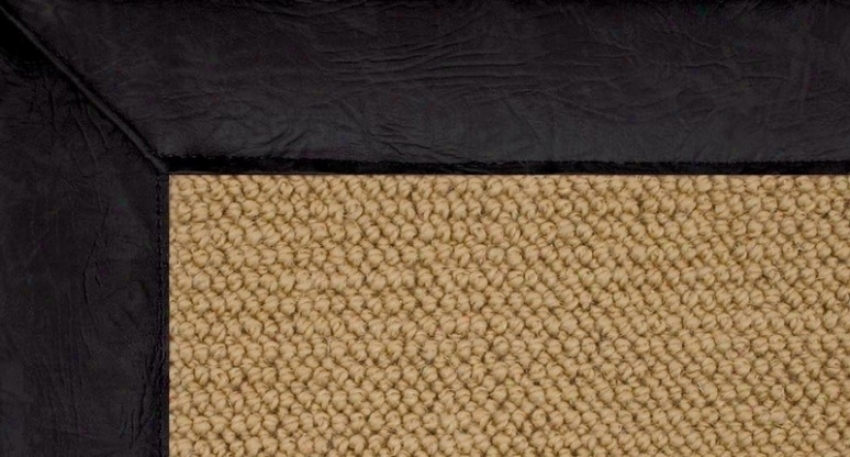 8' X 11' Sisal Wool Rug - Athena Hand Tufted Rug Wity Black Leather Border