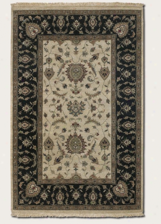 8' X 11'3&quot Area Rug Classic Persian Figure In Ivory And Black