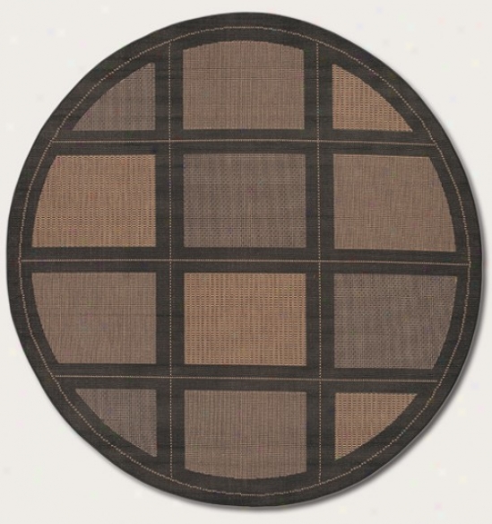 8'6" Round Area Rug Contemporary Grid Design In Black