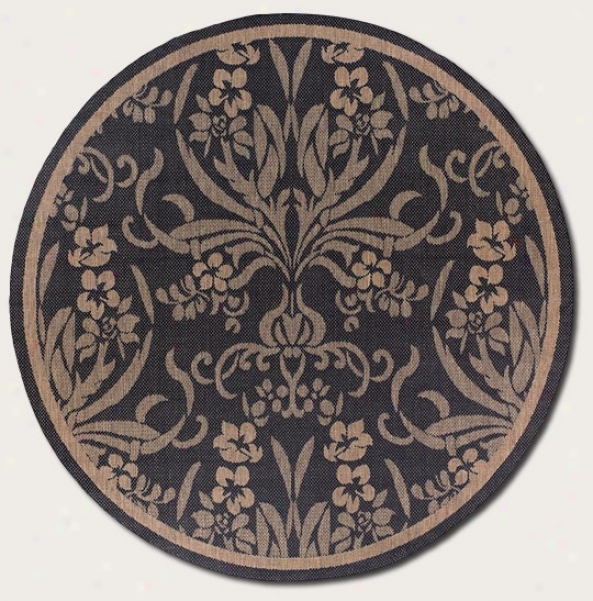 8'6&quot Round Region Rug Tapestry Design In Black And Cocoa