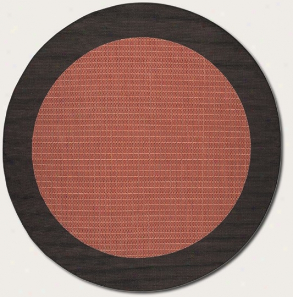 8'6&quot Round Area Rug With Black Border In Terra-otta Color