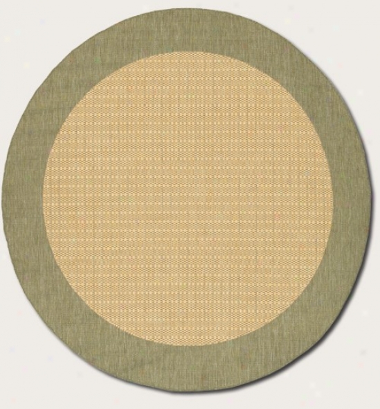8'6&quot Round Area Rug With Green Border In Natural Color