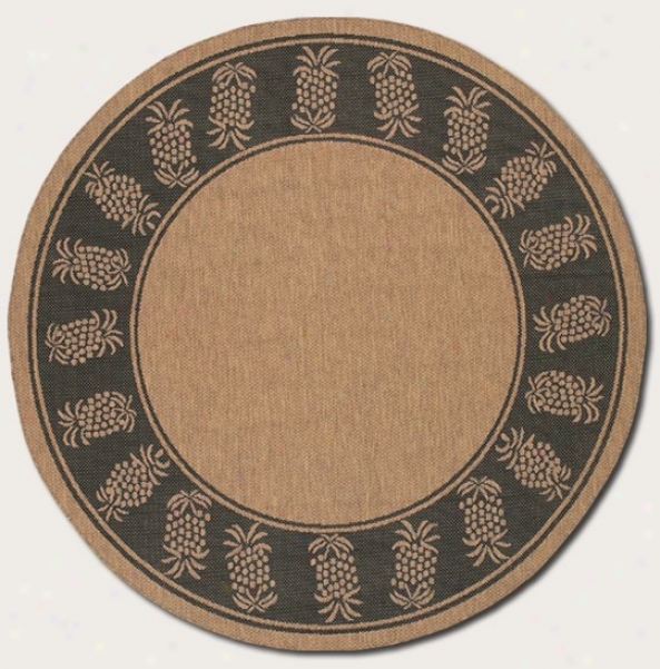 8'6&quot Round Area Rug Attending Pineapple Design Border In Cocoa