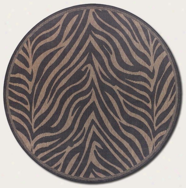 8'6&quot Round Area Rug Zebra Imitate In Wicked And Cocoa