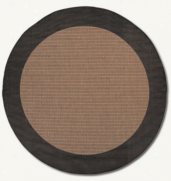 8'6&quot Round Checkered Field Cocoa Blsck Indoor/outdoor Area Rug