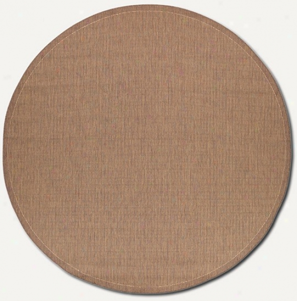 8'6&quot Round Saddle Stitch Cocoa Natural Indoor/outdoor Area Rug